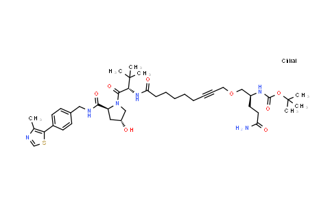DY855540 | 2502194-45-6 | tert-butyl N-[(1S)-4-amino-1-[[9-[[(1S)-1-[(2S,4R)-4-hydroxy-2-[[4-(4-methylthiazol-5-yl)phenyl]methylcarbamoyl]pyrrolidine-1-carbonyl]-2,2-dimethyl-propyl]amino]-9-oxo-non-2-ynoxy]methyl]-4-oxo-butyl]carbamate