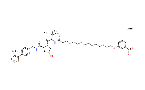 CAS No. 2688100-40-3, 3-[2-[2-[2-[2-[3-[[(1S)-1-[(2S,4R)-4-hydroxy-2-[[4-(4-methylthiazol-5-yl)phenyl]methylcarbamoyl]pyrrolidine-1-carbonyl]-2,2-dimethyl-propyl]amino]-3-oxo-propoxy]ethoxy]ethoxy]ethoxy]ethoxy]benzoic acid