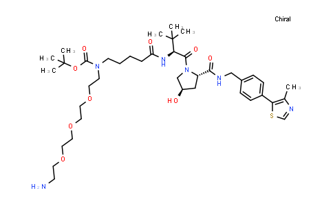 CAS No. 2415732-93-1, tert-butyl N-[2-[2-[2-(2-aminoethoxy)ethoxy]ethoxy]ethyl]-N-[5-[[(1S)-1-[(2S,4R)-4-hydroxy-2-[[4-(4-methylthiazol-5-yl)phenyl]methylcarbamoyl]pyrrolidine-1-carbonyl]-2,2-dimethyl-propyl]amino]-5-oxo-pentyl]carbamate