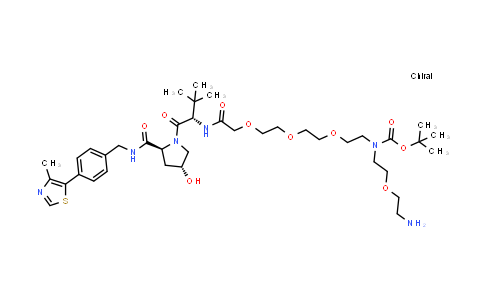 CAS No. 2415733-38-7, tert-butyl N-[2-(2-aminoethoxy)ethyl]-N-[2-[2-[2-[2-[[(1S)-1-[(2S,4R)-4-hydroxy-2-[[4-(4-methylthiazol-5-yl)phenyl]methylcarbamoyl]pyrrolidine-1-carbonyl]-2,2-dimethyl-propyl]amino]-2-oxo-ethoxy]ethoxy]ethoxy]ethyl]carbamate