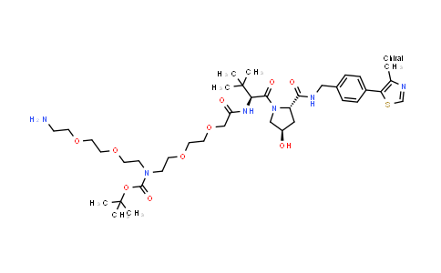DY855551 | 2415732-62-4 | tert-butyl N-[2-[2-(2-aminoethoxy)ethoxy]ethyl]-N-[2-[2-[2-[[(1S)-1-[(2S,4R)-4-hydroxy-2-[[4-(4-methylthiazol-5-yl)phenyl]methylcarbamoyl]pyrrolidine-1-carbonyl]-2,2-dimethyl-propyl]amino]-2-oxo-ethoxy]ethoxy]ethyl]carbamate