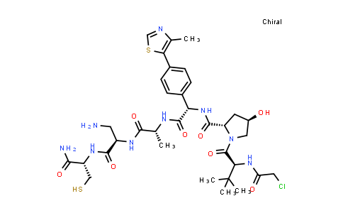 DY855556 | 2756687-92-8 | (2S,4R)-N-[(1S)-2-[[(1R)-2-[[(1R)-1-(aminomethyl)-2-[[(1S)-2-amino-2-oxo-1-(sulfanylmethyl)ethyl]amino]-2-oxo-ethyl]amino]-1-methyl-2-oxo-ethyl]amino]-1-[4-(4-methylthiazol-5-yl)phenyl]-2-oxo-ethyl]-1-[(2S)-2-[(2-chloroacetyl)amino]-3,3-dimethyl-butanoyl]-4-hydroxy-pyrrolidine-2-carboxamide