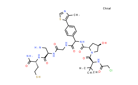 CAS No. 2756687-66-6, (2S,4R)-N-[2-[[2-[[(1R)-1-(aminomethyl)-2-[[(1R)-1-carbamoyl-3-sulfanyl-propyl]amino]-2-oxo-ethyl]amino]-2-oxo-ethyl]amino]-1-[4-(4-methylthiazol-5-yl)phenyl]-2-oxo-ethyl]-1-[(2S)-2-[(2-chloroacetyl)amino]-3,3-dimethyl-butanoyl]-4-hydroxy-pyrrolidine-2-carboxamide