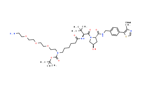 CAS No. 2415733-13-8, tert-butyl N-[2-[2-[2-(2-aminoethoxy)ethoxy]ethoxy]ethyl]-N-[6-[[(1S)-1-[(2S,4R)-4-hydroxy-2-[[4-(4-methylthiazol-5-yl)phenyl]methylcarbamoyl]pyrrolidine-1-carbonyl]-2,2-dimethyl-propyl]amino]-6-oxo-hexyl]carbamate