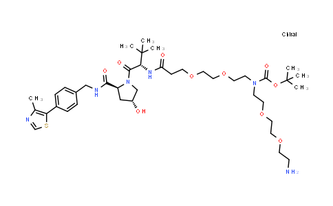2415732-67-9 | tert-butyl N-[2-[2-(2-aminoethoxy)ethoxy]ethyl]-N-[2-[2-[3-[[(1S)-1-[(2S,4R)-4-hydroxy-2-[[4-(4-methylthiazol-5-yl)phenyl]methylcarbamoyl]pyrrolidine-1-carbonyl]-2,2-dimethyl-propyl]amino]-3-oxo-propoxy]ethoxy]ethyl]carbamate