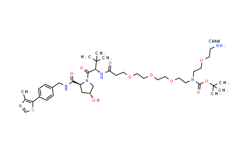 MC855567 | 2415733-43-4 | tert-butyl N-[2-(2-aminoethoxy)ethyl]-N-[2-[2-[2-[3-[[(1S)-1-[(2S,4R)-4-hydroxy-2-[[4-(4-methylthiazol-5-yl)phenyl]methylcarbamoyl]pyrrolidine-1-carbonyl]-2,2-dimethyl-propyl]amino]-3-oxo-propoxy]ethoxy]ethoxy]ethyl]carbamate