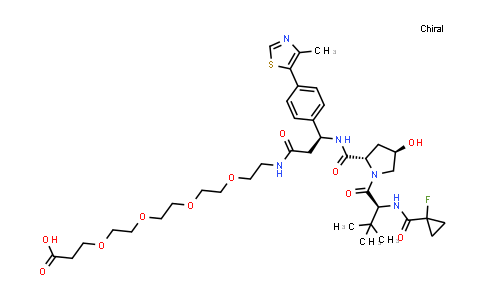 DY855569 | 2768514-71-0 | 3-[2-[2-[2-[2-[[(3S)-3-[[(2S,4R)-1-[(2S)-2-[(1-fluorocyclopropanecarbonyl)amino]-3,3-dimethyl-butanoyl]-4-hydroxy-pyrrolidine-2-carbonyl]amino]-3-[4-(4-methylthiazol-5-yl)phenyl]propanoyl]amino]ethoxy]ethoxy]ethoxy]ethoxy]propanoic acid