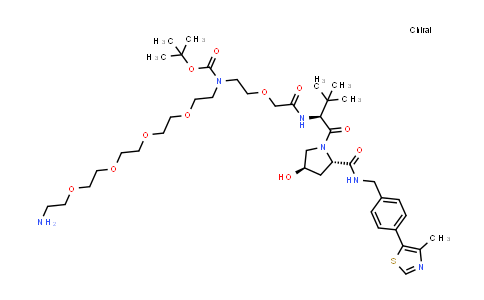 DY855587 | 2415733-75-2 | tert-butyl N-[2-[2-[2-[2-(2-aminoethoxy)ethoxy]ethoxy]ethoxy]ethyl]-N-[2-[2-[[(1S)-1-[(2S,4R)-4-hydroxy-2-[[4-(4-methylthiazol-5-yl)phenyl]methylcarbamoyl]pyrrolidine-1-carbonyl]-2,2-dimethyl-propyl]amino]-2-oxo-ethoxy]ethyl]carbamate