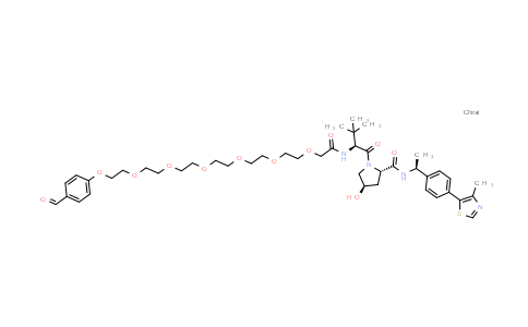 CAS No. 2423866-94-6, (2S,4R)-1-[(2S)-2-[[2-[2-[2-[2-[2-[2-[2-(4-formylphenoxy)ethoxy]ethoxy]ethoxy]ethoxy]ethoxy]ethoxy]acetyl]amino]-3,3-dimethyl-butanoyl]-4-hydroxy-N-[(1S)-1-[4-(4-methylthiazol-5-yl)phenyl]ethyl]pyrrolidine-2-carboxamide