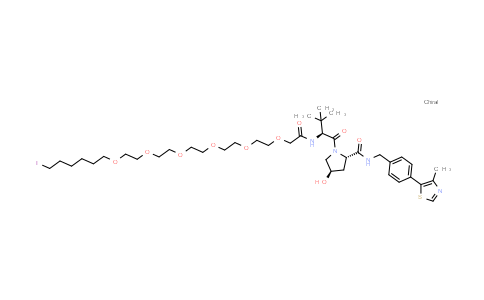 DY855600 | 1835705-60-6 | (2S,4R)-4-hydroxy-1-[(2S)-2-[[2-[2-[2-[2-[2-[2-(6-iodohexoxy)ethoxy]ethoxy]ethoxy]ethoxy]ethoxy]acetyl]amino]-3,3-dimethyl-butanoyl]-N-[[4-(4-methylthiazol-5-yl)phenyl]methyl]pyrrolidine-2-carboxamide