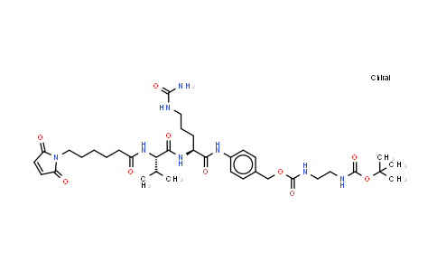 CAS No. 1616727-22-0, [4-[[(2S)-2-[[(2S)-2-[6-(2,5-dioxopyrrol-1-yl)hexanoylamino]-3-methyl-butanoyl]amino]-5-ureido-pentanoyl]amino]phenyl]methyl N-[2-(tert-butoxycarbonylamino)ethyl]carbamate