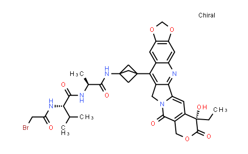 2857037-70-6 | (2S)-2-(2-bromoacetamido)-N-[(1S)-1-({3-[(5S)-5-ethyl-5-hydroxy-6,10-dioxo-7,18,20-trioxa-11,24-diazahexacyclo[11.11.0.0²,¹¹.0⁴,⁹.0¹⁵,²³.0¹⁷,²¹]tetracosa-1(24),2,4(9),13,15,17(21),22-heptaen-14-yl]bicyclo[1.1.1]pentan-1-yl}carbamoyl)ethyl]-3-methylbutanamide