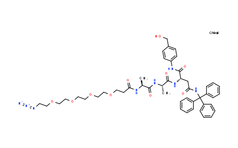 DY855656 | 2055042-67-4 | (2S)-2-[[(2S)-2-[[(2S)-2-[3-[2-[2-[2-(2-azidoethoxy)ethoxy]ethoxy]ethoxy]propanoylamino]propanoyl]amino]propanoyl]amino]-N-[4-(hydroxymethyl)phenyl]-N'-trityl-butanediamide