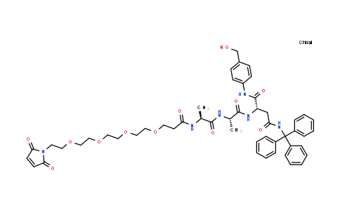 CAS No. 2055042-63-0, (2S)-2-[[(2S)-2-[[(2S)-2-[3-[2-[2-[2-[2-(2,5-dioxopyrrol-1-yl)ethoxy]ethoxy]ethoxy]ethoxy]propanoylamino]propanoyl]amino]propanoyl]amino]-N-[4-(hydroxymethyl)phenyl]-N'-trityl-butanediamide