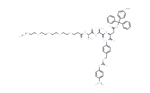 CAS No. 2055042-73-2, [4-[[(2S)-2-[[(2S)-2-[[(2S)-2-[3-[2-[2-[2-(2-azidoethoxy)ethoxy]ethoxy]ethoxy]propanoylamino]propanoyl]amino]propanoyl]amino]-4-oxo-4-(tritylamino)butanoyl]amino]phenyl]methyl (4-nitrophenyl) carbonate