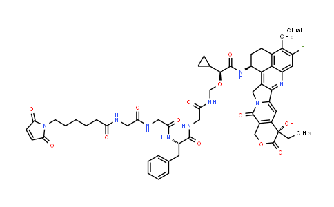MC855663 | 2414254-52-5 | N-{[({[(1S)-1-{[({[(S)-cyclopropyl({[(10S,23S)-10-ethyl-18-fluoro-10-hydroxy-19-methyl-5,9-dioxo-8-oxa-4,15-diazahexacyclo[14.7.1.0²,¹⁴.0⁴,¹³.0⁶,¹¹.0²⁰,²⁴]tetracosa-1,6(11),12,14,16,18,20(24)-heptaen-23-yl]carbamoyl})methoxy]methyl}carbamoyl)methyl]carbamoyl}-2-phenylethyl]carbamoyl}methyl)carbamoyl]methyl}-6-(2,5-dioxo-2,5-dihydro-1H-pyrrol-1-yl)hexanamide