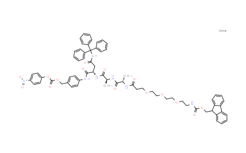 CAS No. 2055042-82-3, [4-[[(2S)-2-[[(2S)-2-[[(2S)-2-[3-[2-[2-[2-(9H-fluoren-9-ylmethoxycarbonylamino)ethoxy]ethoxy]ethoxy]propanoylamino]propanoyl]amino]propanoyl]amino]-4-oxo-4-(tritylamino)butanoyl]amino]phenyl]methyl (4-nitrophenyl) carbonate