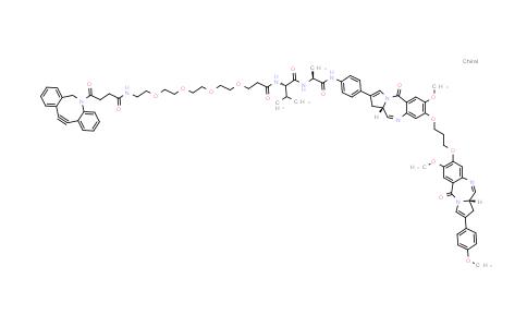CAS No. 2241644-09-5, (2S)-N-[(1S)-2-[4-[(6aS)-3-[3-[[(6aS)-2-methoxy-8-(4-methoxyphenyl)-11-oxo-6a,7-dihydropyrrolo[2,1-c][1,4]benzodiazepin-3-yl]oxy]propoxy]-2-methoxy-11-oxo-6a,7-dihydropyrrolo[2,1-c][1,4]benzodiazepin-8-yl]anilino]-1-methyl-2-oxo-ethyl]-2-[3-[2-[2-[2-[2-[[4-(2-azatricyclo[10.4.0.0⁴⁹]hexadeca-1(16),4,6,8,12,14-hexaen-10-yn-2-yl)-4-oxo-butanoyl]amino]ethoxy]ethoxy]ethoxy]ethoxy]propanoylamino]-3-methyl-butanamide