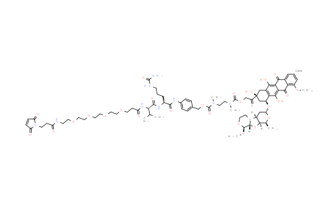 DY855679 | 2259318-52-8 | [2-oxo-2-[(2S,4S)-2,5,12-trihydroxy-7-methoxy-4-[[(2S,4R,6S,7S,9R,10S)-10-methoxy-6-methyl-5,8,11-trioxa-1-azatricyclo[7.4.0.0²⁷]tridecan-4-yl]oxy]-6,11-dioxo-3,4-dihydro-1H-tetracen-2-yl]ethyl] N-[2-[[4-[[(2S)-2-[[(2S)-2-[3-[2-[2-[2-[2-[3-(2,5-dioxopyrrol-1-yl)propanoylamino]ethoxy]ethoxy]ethoxy]ethoxy]propanoylamino]-3-methyl-butanoyl]amino]-5-ureido-pentanoyl]amino]phenyl]methoxycarbonyl-methyl-amino]ethyl]-N-methyl-carbamate