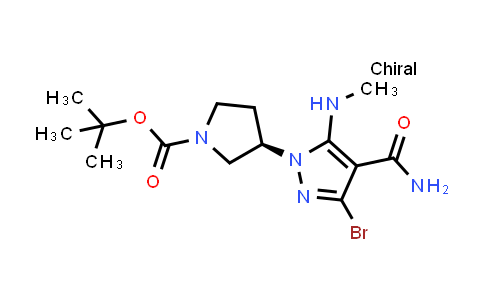 2173637-25-5 | tert-butyl (3R)-3-[3-bromo-4-carbamoyl-5-(methylamino)pyrazol-1-yl]pyrrolidine-1-carboxylate