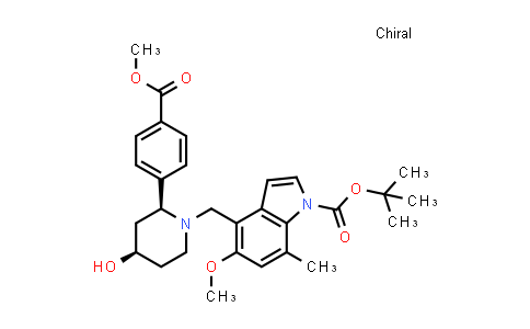 MC856210 | 2920180-17-0 | tert-butyl 4-[[(2S,4R)-4-hydroxy-2-(4-methoxycarbonylphenyl)-1-piperidyl]methyl]-5-methoxy-7-methyl-indole-1-carboxylate