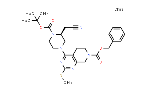MC856215 | 2206737-02-0 | benzyl 4-[(3S)-4-tert-butoxycarbonyl-3-(cyanomethyl)piperazin-1-yl]-2-methylsulfanyl-6,8-dihydro-5H-pyrido[3,4-d]pyrimidine-7-carboxylate