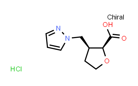 CAS No. 1808654-76-3, (2S,3S)-3-(pyrazol-1-ylmethyl)tetrahydrofuran-2-carboxylic acid;hydrochloride