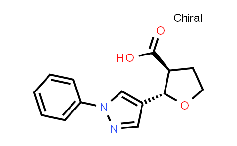 CAS No. 1820579-51-8, (2S,3S)-2-(1-phenyl-1H-pyrazol-4-yl)oxolane-3-carboxylic acid