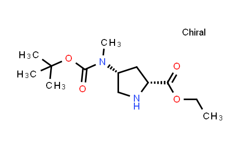 CAS No. 2227198-83-4, ethyl (2R,4R)-4-[tert-butoxycarbonyl(methyl)amino]pyrrolidine-2-carboxylate