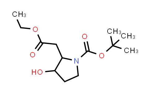 CAS No. 2103752-81-2, tert-butyl 2-(2-ethoxy-2-oxoethyl)-3-hydroxypyrrolidine-1-carboxylate