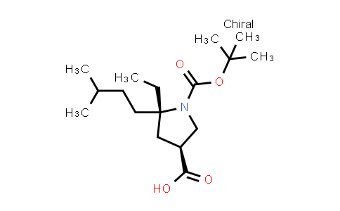 CAS No. 852632-95-2, (3S,5S)-1-tert-butoxycarbonyl-5-ethyl-5-isopentyl-pyrrolidine-3-carboxylic acid