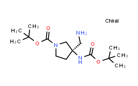 CAS No. 2306246-55-7, tert-butyl (3R)-3-(aminomethyl)-3-(tert-butoxycarbonylamino)pyrrolidine-1-carboxylate