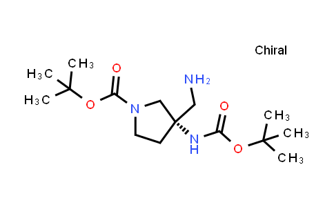 CAS No. 1004992-22-6, tert-butyl (3S)-3-(aminomethyl)-3-{[(tert-butoxy)carbonyl]amino}pyrrolidine-1-carboxylate