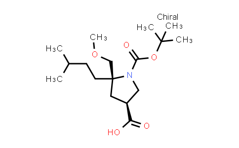 CAS No. 852632-88-3, (3S,5S)-1-tert-butoxycarbonyl-5-isopentyl-5-(methoxymethyl)pyrrolidine-3-carboxylic acid