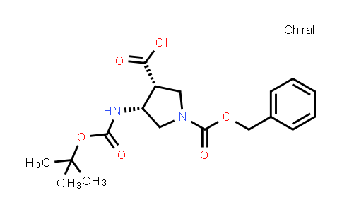 CAS No. 1343405-76-4, (3R,4R)-1-[(benzyloxy)carbonyl]-4-{[(tert-butoxy)carbonyl]amino}pyrrolidine-3-carboxylic acid