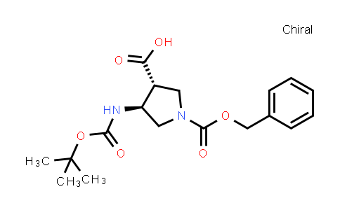CAS No. 1932131-65-1, (3R,4S)-1-[(benzyloxy)carbonyl]-4-{[(tert-butoxy)carbonyl]amino}pyrrolidine-3-carboxylic acid