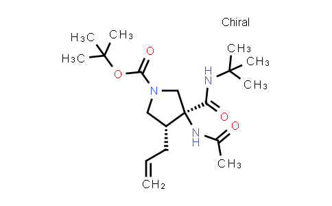 CAS No. 2227197-71-7, tert-butyl (3S,4R)-3-(tert-butylcarbamoyl)-3-acetamido-4-(prop-2-en-1-yl)pyrrolidine-1-carboxylate