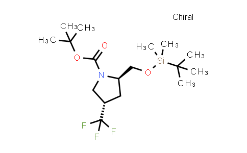 CAS No. 497103-73-8, tert-butyl (2R,4S)-2-[[tert-butyl(dimethyl)silyl]oxymethyl]-4-(trifluoromethyl)pyrrolidine-1-carboxylate