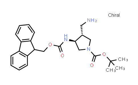 CAS No. 2306244-85-7, tert-butyl (3R,4S)-3-(aminomethyl)-4-(9H-fluoren-9-ylmethoxycarbonylamino)pyrrolidine-1-carboxylate
