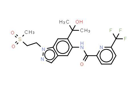 MC861163 | 2751749-06-9 | N-[6-(1-hydroxy-1-methyl-ethyl)-1-(2-methylsulfonylethyl)indazol-5-yl]-6-(trifluoromethyl)pyridine-2-carboxamide