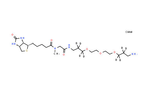1217717-09-3 | N-(16-胺基-2-氧代-7,10,13-三氧杂-3-氮杂十六基-5,5,6,6,14,14,15,15-d8)-N-甲基-5-((3aS,4S,6aR)-2-氧代六氢-1H-噻吩并[3,4-d]咪唑-4-基)戊烷酰胺
