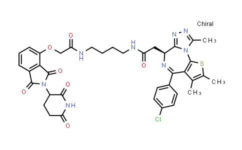 MC862213 | 1799711-21-9 | 2-((S)-4-(4-氯苯基)-2,3,9-三甲基-6H-噻吩并[3,2-F][1,2,4]三唑并[4,3-A][1,4]二氮杂卓-6-基)-N-(4-(2-((2-(2,6-二氧代哌啶-3-基)-1,3-二氧代异吲哚啉-4-基)氧基)乙酰氨基)丁基)乙酰胺
