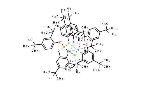 CAS No. 217189-40-7, 2-[Bis(2,4-di-tert-butyl-phenoxy)phosphinooxy]-3,5-di(tert-butyl)phenyl-palladium(II) chloride dimer