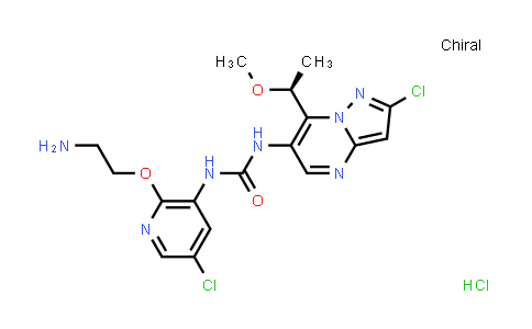 MC862375 | 2225148-34-3 | (S)-1-(2-(2-Aminoethoxy)-5-chloropyridin-3-yl)-3-(2-chloro-7-(1-methoxyethyl)pyrazolo[1,5-a]pyrimidin-6-yl)urea hydrochloride