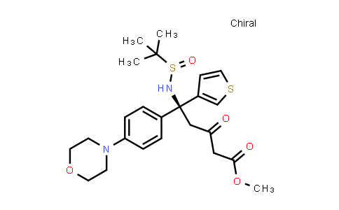 DY862405 | 2252408-35-6 | (S)-methyl 5-((S)-1,1-dimethylethylsulfinamido)-5-(4-morpholinophenyl)-3-oxo-5-(thiophen-3-yl)pentanoate