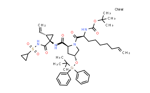 MC862492 | 2459945-92-5 | tert-butyl ((S)-1-((2S,4R)-4-((tert-butyldiphenylsilyl)oxy)-2-(((1R,2S)-1-((cyclopropylsulfonyl)carbamoyl)-2-vinylcyclopropyl)carbamoyl)pyrrolidin-1-yl)-1-oxonon-8-en-2-yl)carbamate