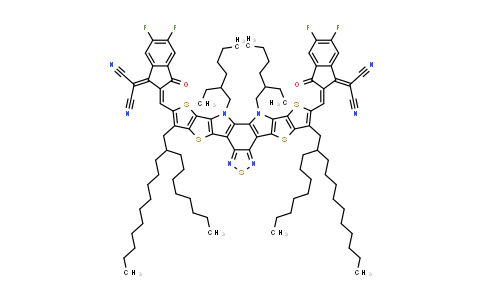 2668341-42-0 | 2,2'-((2Z,2'Z)-((12,13-Bis(2-ethylhexyl)-3,9-bis(2-octyldodecyl)-12,13-dihydro-[1,2,5]thiadiazolo[3,4-e]thieno[2'',3'':4',5']thieno[2',3':4,5]pyrrolo[3,2-g]thieno[2',3':4,5]thieno[3,2-b]indole-2,10-diyl)bis(methanylylidene))bis(5,6-difluoro-3-oxo-2,3-dihydro-1H-indene-2,1-diylidene))dimalononitrile