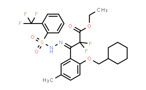 MC862560 | 2738683-67-3 | (E)-Ethyl 3-(2-(cyclohexylmethoxy)-5-methylphenyl)-2,2-difluoro-3-(2-((2-(trifluoromethyl)phenyl)sulfonyl)hydrazono)propanoate