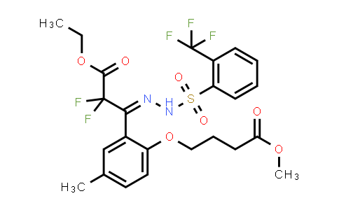 CAS No. 2738683-68-4, (E)-Methyl 4-(2-(3-ethoxy-2,2-difluoro-3-oxo-1-(2-((2-(trifluoromethyl)phenyl)sulfonyl)hydrazono)propyl)-4-methylphenoxy)butanoate